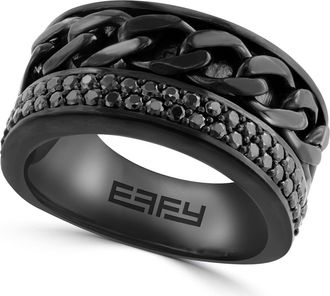 Effy Mens Sterling Silver Pavé Black Spinel Band Ring at Nordstrom Rack, Size 10