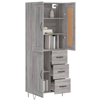 Berkfield Home Highboard Grey Sonoma 69.5x34x180 cm Engineered Wood