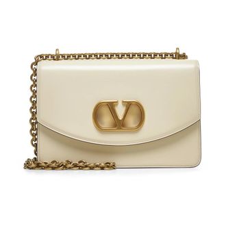 Valentino Garavani Shoulder Bags, female, Beige, ONE SIZE, Metal VLogo Chain Shoulder Bag