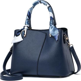 Generic Vegan Leather Satchel Handbag for Women Top Handle Crossbody Bag Fashion Shoulder Bag Tote Large Ladies Purses (Blue)