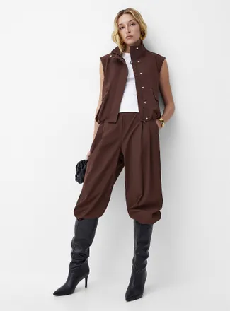 Icone Womens Elastic waist pleated nylon pant