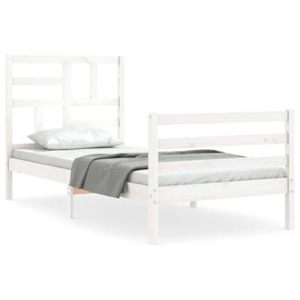 Berkfield Home Bed Frame with Headboard White 90x200 cm Solid Wood
