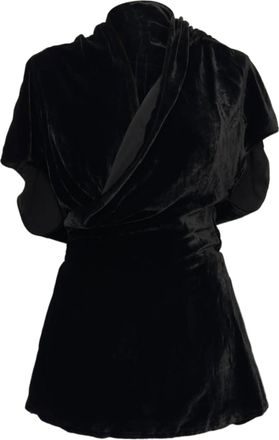 Rick Owens wikkelblouse in zwart fluweel