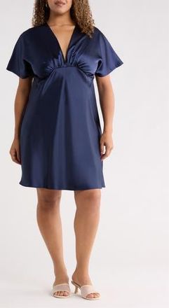 Renee C Deep V-Neck Cocktail Dress in Navy at Nordstrom Rack, Size 2X