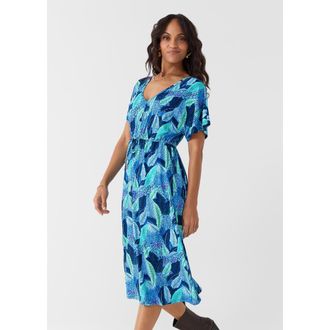 Cabana Life Tie Waist Midi Dress in Blue Myers at Nordstrom, Size X-Small