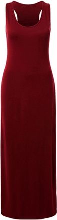 ZEE FASHION New Womens Plain Muscle Racer Back Sleeveless Bodycon Long Maxi Dress Plus Size 8-26 Wine