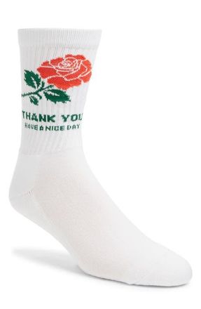 Market Rose Crew Socks in White at Nordstrom