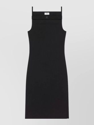 Courr&egrave;ges knee length ribbed slit silk nylon dress