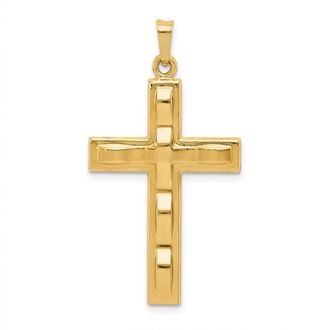 Diamond2Deal 14k Yellow Gold Polished Cross Pendant