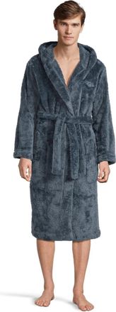 UGG Beckett Robe Mens Dark Wave Fleece Cozy Hooded Pockets Tie Front GBO3474