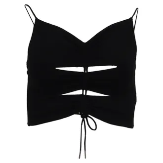 Alexander Wang Cutout Ruched Cropped Top in Black Viscose