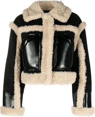 Stand Studio Edith faux-shearling cropped jacket - women - Spandex/Elastane/Polyester - 40 - Black