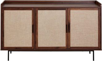 Calicosy Aparador 3 puertas decorado en nogal y frentes de tela L140 cm