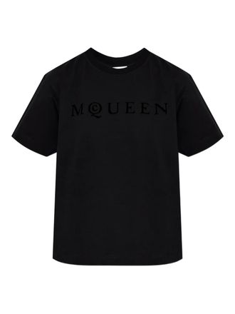 Alexander McQueen logo-print T-shirt - women - Cotton - 38 - Black