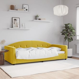 vidaXL Sof&aacute; Cama Sin Colch&oacute;n Terciopelo Amarillo 90x200 Cm Vidaxl