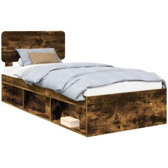 vidaXL Estructura De Cama Con Cabecera Roble Ahumado 100 X 200 Cm Vidaxl