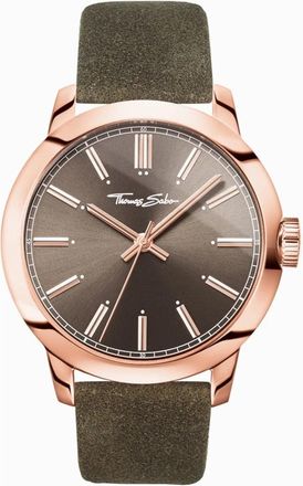 Thomas Sabo Herenhorloge Rebel at heart 46 mm Leren Band Wa 0314-266-205-46 MM - Heren - Horloges - Groen - ONE Size - Accessoires