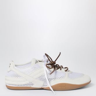 Miu Miu Sneakers Gymnasium in rete e pelle scamosciata bianca