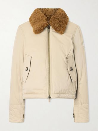 Burberry Piumino In Misto Cotone Con Finiture In Shearling E Logo Applicato Gabardine Capsule - Neutri