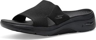 Skechers Arch Fit 2.0 Quick-Dry Slide Womens Sandals Black/Black : 11 B - Medium, Textile