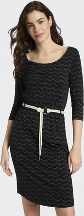 Ragwear Jerseykleid RAGWEAR LILITHA ZIG ZAG O, Damen, Gr. XXL, N-Gr, schwarz, Jersey, Obermaterial: 50% Baumwolle, 50% Modal, gemustert, kniefrei, Rundhals, K