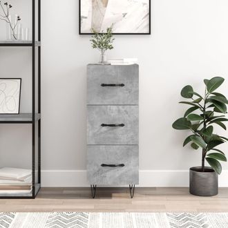 vidaXL Vidaxl - Aparador De Madera Contrachapada Gris Hormig&oacute;n 34,5x34x90 Cm
