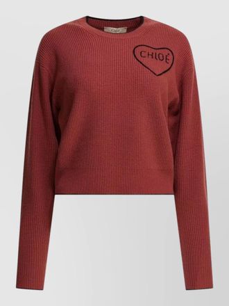 Chlo&eacute; cashmere wool ribbed cropped crew-neck sweater
