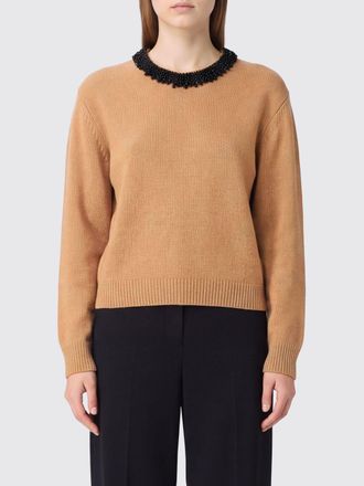 Semicouture Maglia girocollo in lana e cashmere con cristalli applicati