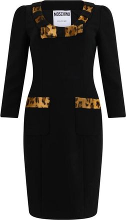 Moschino Jurk met lange mouwen - Dames - Casual kleedjes - Zwart - XS - Leer - Kleedjes