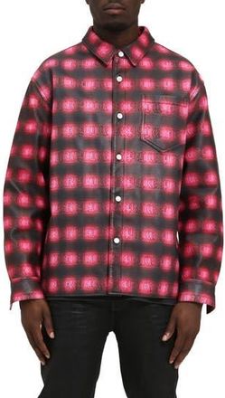 Purple Shadow Plaid Leather Shacket in Pink Multi at Nordstrom Rack, Size Small