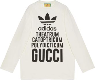 Gucci (WMNS) Gucci x adidas Oversized Cotton Jersey Long Sleeve T-Shirt White 721393-XJEXL-9095