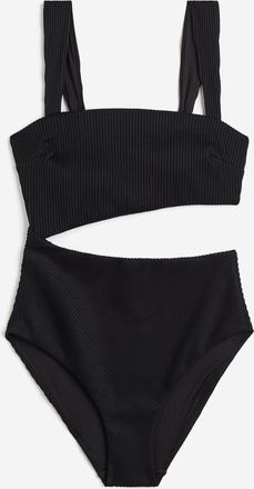 H&M Badeanzug mit wattierten Cups und High Leg - Schwarz