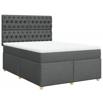 vidaXL Vidaxl - Cama Box Spring Con Colch&oacute;n Tela Gris Oscuro 140x200 Cm