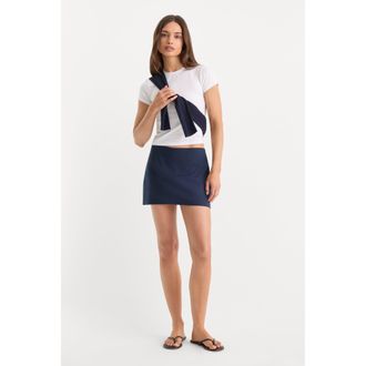 Good American Womens The Linen Skort | Horizon Ink, Size 10 | Good American by Khlo&Egrave; Kardashian