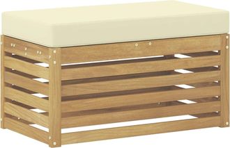 vidaXL Banco De Taburete Exterior Madera De Acacia S&oacute;lida Blanco Vidaxl