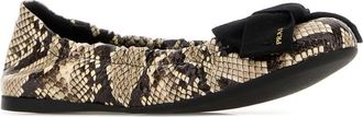 Prada Womens Ballet Flat Beige Python