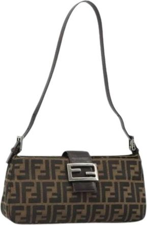 Fendi Pre-owned Zucca Canvas Shoulder Bag - Dames - Vintage Schoudertas - Bruin - ONE Size - Leer - Vintage