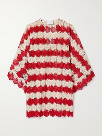 Miguelina Caftano In Pizzo Guipure Di Cotone Gianina - Rosso