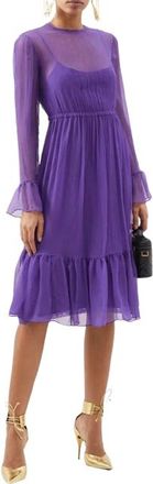 Gucci Purple Silk Chiffon Midi Dress Size XS