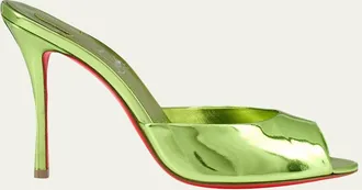 Christian Louboutin 100mm Me Dolly Metallic Leather Slide Sandals