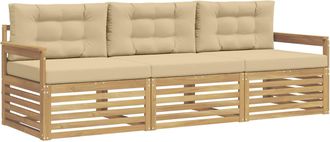 vidaXL Conjunto De Sof&aacute;s De Exterior 3 Uds. Y Beige Poli&eacute;ster Vidaxl