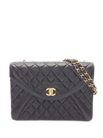 Chanel 1991-1994 CC Quilted Lambskin Round Flap crossbody bag - Black