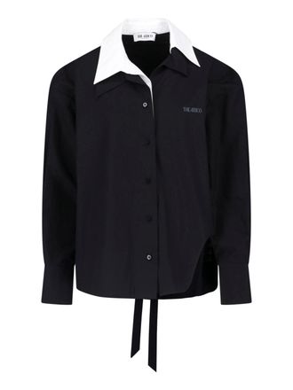 The Attico Black Shirt with White Pointed Collar