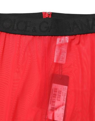 Dolce & Gabbana Red Nylon Stretch Slim Legging Trouser Womens Pants