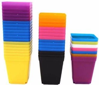OEM Pot Carr&eacute; - Plastique - 8 X 8 X 8 Cm - Pour Succulentes Et Petites Plantes - Int&eacute;rieur Et Ext&eacute;rieur - 50 Pi&egrave;ces