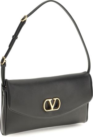 Valentino Garavani Womens Devain Leather Shoulder Bag Nero Calf Bos Taurus