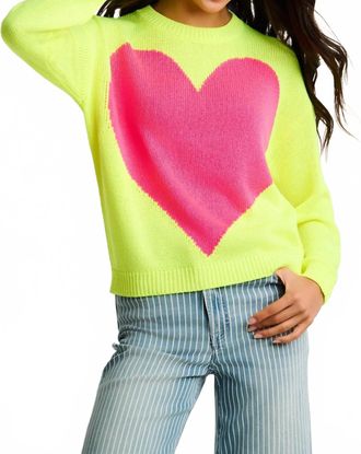 Lisa Todd Amore Mio Heart Sweater In Neon Yellow