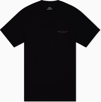 A|X Armani Exchange Mens Short Sleeve Side Milano-New York Logo Lettering T-Shirt, Black, M