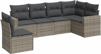 vidaXL Vidaxl - Set De Muebles De Jard&iacute;n 6 Pzas Y Cojines Rat&aacute;n Sint&eacute;tico Gris