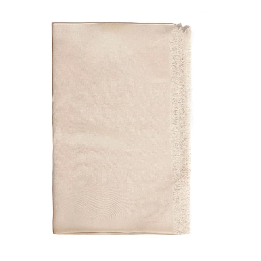 Écharpe Cachemire Mélangé Oversize 70x200 Cm - Beige Clair Réversible à Franges - Neuve Avec Étiquettes (Marque Cashmere)